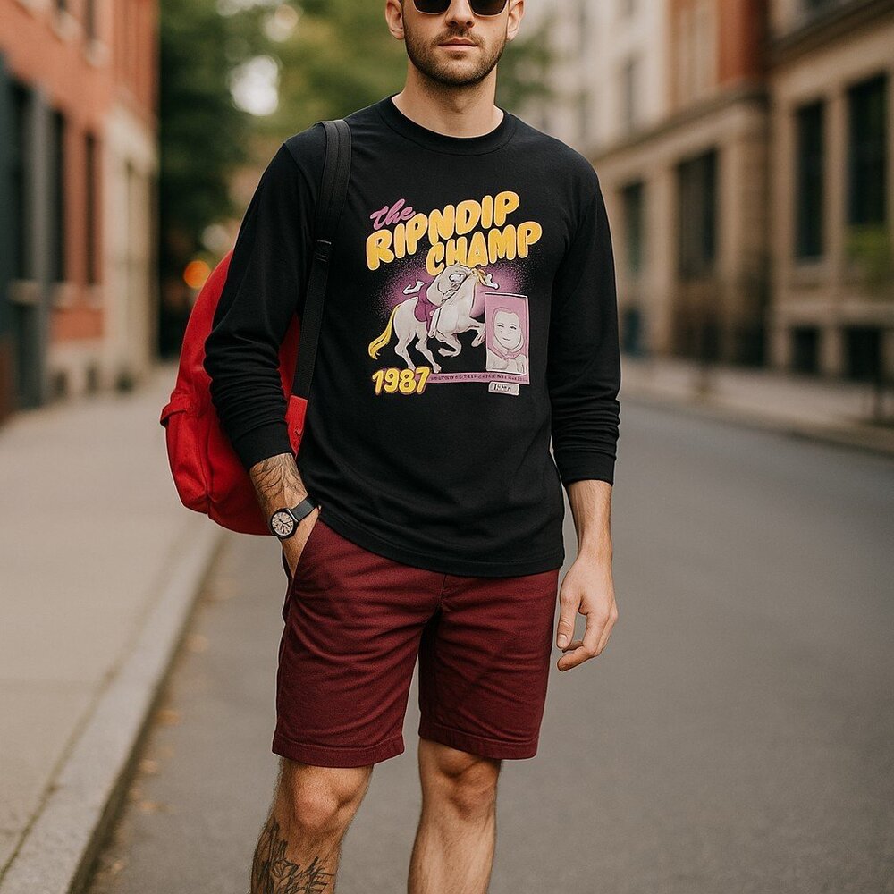 RARE 1987 RIPNDIP LIMITED EDITION Black Long Sleeve Graphic Tee S Lord Nermal